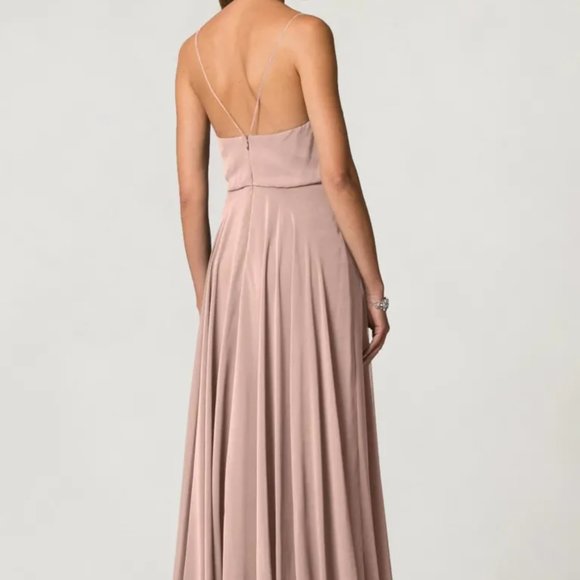 Reduced price! New Jenny Yoo bridesmaid w/tags-Inesse Chiffon Whpd Apricot sz 2 - Picture 3 of 6